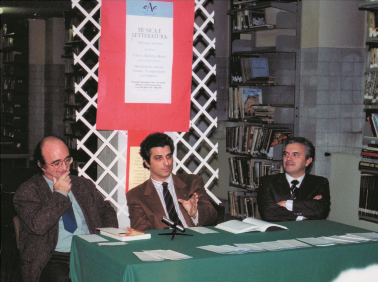 1994: incontro su “Musica e Letteratura”. Da sinistra: Michele Selvini, Adriano Bassi e Alberto Boccotti.