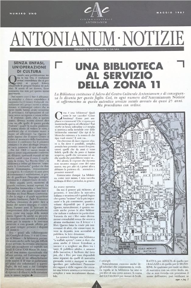Primo numero di Antonianum Notizie, maggio 1987