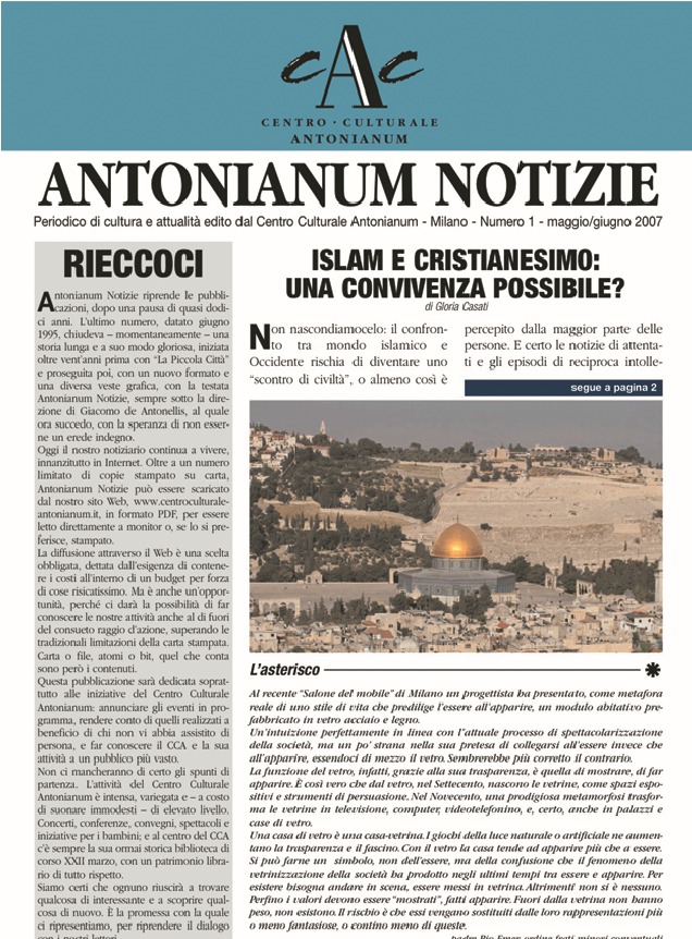 Antonianum Notizie, nuova edizione del 2007
